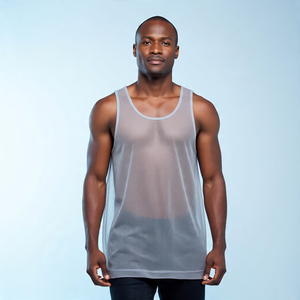 See Through Men's Tops Chaleco sin mangas Camiseta transpirable Cuello redondo Transparente Chaleco ajustado Camisetas sin mangas Hombres - Product Image 1