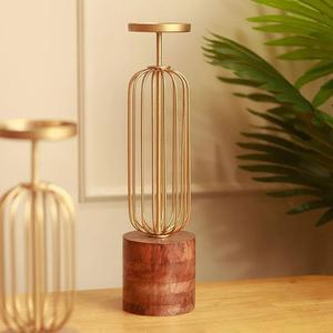 Candelabro de luz en T hecho a mano de Metal de estilo Vintage alto para eventos en interiores y exteriores decoración de paridades linterna en Base de madera - Product Image 6