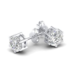 Boucles d'oreilles clous REYES classiques en or massif 14 carats avec moissanite ronde taille brillant de 2 carats, fermoir à vis, pour femme, cadeau de mariage, bijoux - Product Image 5
