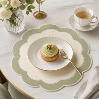 Set de table de luxe en cuir PVC imperméable à bord festonné, moderne, pour mariage