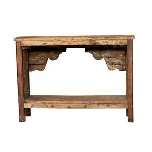 Handmade Carved <b>Console</b> <b>Table</b> Luxury & <b>Rustic</b> Living Room Furniture Solid Wood & Marble for Home Entry Villa & Bedroom - Product Image 6