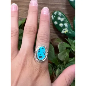 Bague Statement en Argent Sterling avec Turquoise Navajo, Taille 5.75, Style Bohème, Sertie de Pierres Précieuses, Idéale pour le Quotidien - Product Image 2