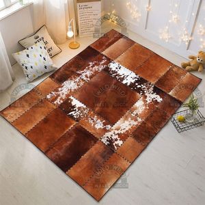 Tapis en cuir de luxe à vente directe d'usine avec tapis patchwork en peau de vache véritable à poils hauts - Product Image 1
