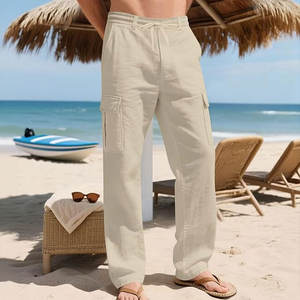 Pantalon cargo léger 100% coton de haute qualité pour hommes, long et décontracté, tactique d'extérieur avec taille moyenne élastique - Product Image 2