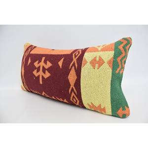 Almohada de lana naranja de estilo tradicional, 12x24 pulgadas, estampado geométrico, tejido, diseño cuadrado Floral de lujo para sala de estar, uso doméstico - Product Image 4