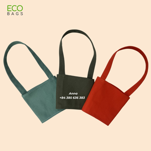 Porte-bouteille d'eau en toile de coton Simple à la mode du fabricant direct Logo de couleur personnalisé pour l'utilisation de pique-nique scolaire - Product Image 1