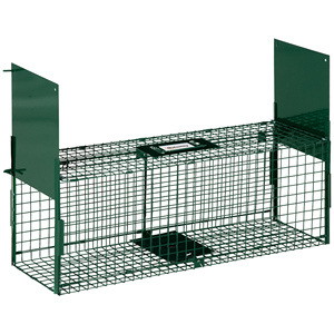 Outsunny Petit piège à animaux vivants Cage avec double porte et poignée, 80x25x30cm, vert foncé - Product Image 1
