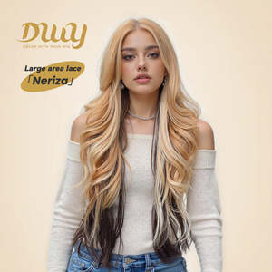 DWY Glueless Blonde HD Lace Front Synthetic <b>Wig</b> 30-32 Inches Heat Resistant Fiber Body Wave <b>Wig</b> with Small Cap Size - Product Image 1