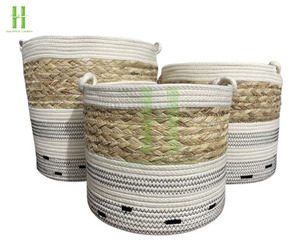 HNH <b>Craft</b> Boho Seagrass Storage Basket Customizable OEM Designs Rectangle Shape <b>Eye</b>-Catching Tote Handbag - Product Image 5