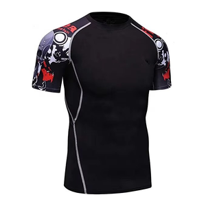 Vente en gros de rashguards d'entraînement de combat personnalisés pour hommes, qualité supérieure, manches longues, spandex/polyester, séchage rapide, impression numérique - Product Image 2