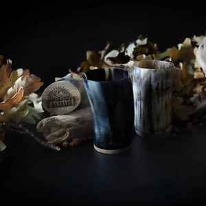 Personalizado exquisito Vintage oso bebiendo Koi taza hecha a mano cuerno Natural corto antiguo tallado estilo Animal negocio perfecto - Product Image 5