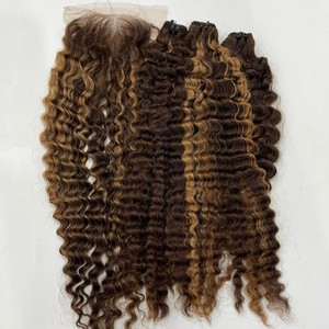 PRIX DE GROS PIXIE PIANO FRISÉ EN HAUT D'OR BRUN 100% DONEUR UNIQUE CRU EXTENSIONS DE CHEVEUX HUMAINS VIETNAMIENS - Product Image 2