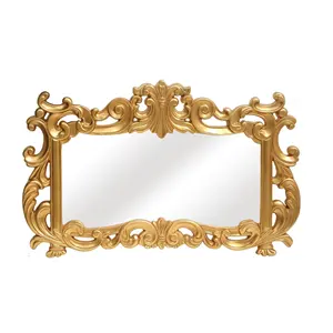 Miroir mural décoratif minimaliste en résine moderne avec finition dorée pour les intérieurs contemporains, disponible en gros - Product Image 3