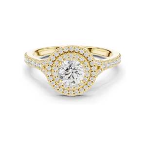 Bague de fiançailles pour femme avec diamant de laboratoire rond brillant halo de 1,082 carats, clarté VVS-VS EF, or 18 carats, 14 carats, 10 carats et argent 925 - Product Image 2