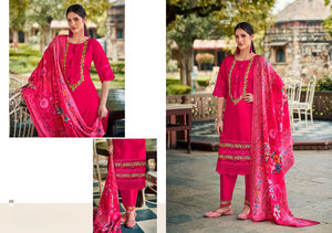 Conjunto de Kurti de 3 Piezas de Seda Romana Pura con Bordado Intenso de Dhwaja Export, de Secado Rápido y Corte Regular para Mujer, Ideal para Uso Casual o en Fiestas de Diwali - Product Image 4