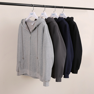 Sudadera de Hombre Personalizada de Alta Calidad, Lisa, de Manga Larga, Gruesa, con Cremallera y Terciopelo Plateado - Product Image 2