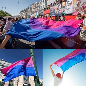 Paquete de 10 Banderas Bisexuales de 3x5 pies, Banderas Bi Resistentes para Exteriores Hechas en EE. UU., Bandera del Orgullo Bisexual de Colores Vivos en Poliéster - Product Image 1