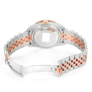 Montre de luxe pour homme en acier inoxydable avec mouvement à quartz, gravée sur mesure, sertie de moissanite, cadran en verre - Product Image 4