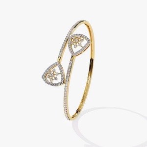 Customized Round Shape Lab Grown Diamond Bracelet Bezel Setting 18K Yellow Gold Diamond Bracelet for Both Women - Product Image 1
