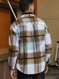 Camisa de franela informal ligera de material de algodón para hombre con estampado de logotipo personalizado - Product Image 4