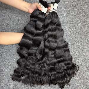 Vague naturelle en vrac cheveux Machine Double trame cheveux 100% cheveux humains vietnamien brut toutes les couleurs adapté 100g - Product Image 5