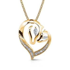 Collier Jeulia en argent sterling avec pendentif mère et cheval, zircon et chaîne tendance plaquée rhodium - Product Image 1