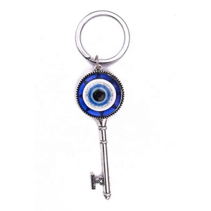 Llavero de Metal Plateado con Ojo Turco Personalizado al por Mayor, Modelo EX4 de Ágata Aashim, Recuerdo de Boda - Product Image 1