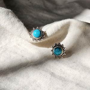 <b>Turquoise</b> gemstone <b>studs</b> for women <b>turquoise</b> jewelry for daily wear 925 sterling silver <b>stud</b> <b>earrings</b> for birthday gemstone - Product Image 3