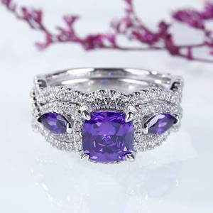 แหวนเจ้าสาวสีขาวทอง14K พร้อมบาแกตทรงกลมโมอิซาไนต์เงินสเตอร์ลิงดีไซน์ใหม่สำหรับเป็นของขวัญสำหรับผู้หญิง - Product Image 1