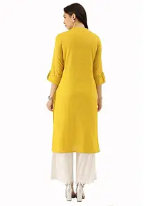 Divena Kurti ปลอกยาวเหยียดสำหรับผู้หญิง,เสื้อผ้าลำลองสีเหลืองเข้มเสื้อผ้าสาวอินเดีย
