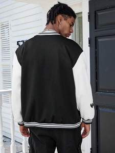 Vêtements d'hiver College Baseball Jacket pour hommes Noir et blanc Varsity Outerwear Street Style Premium Quality Custom Wholesale - Product Image 2