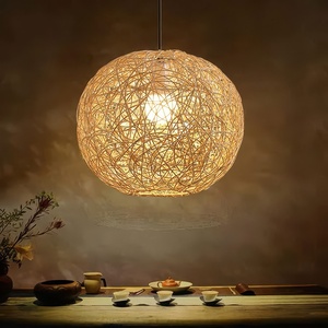 Abat-jour en rotin naturel fait à la main, style minimaliste asiatique moderne, luminaire suspendu pour la maison, le restaurant, le café, caches-lumières - Product Image 6