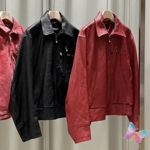 Winter High Street Fashion ERD Sheep Skin Canvas Jackets Heavy Industry Embroidery Zipper Pocket Motorcycle Men Women Cleanfit - Product Image 4