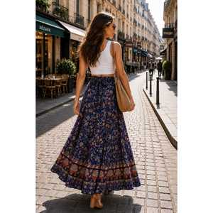 Falda Jaipuri 100% Algodón con Estampado Neptol (Hasta la talla XXL) - Ropa India y Pakistaní (CWS0009) - Product Image 1