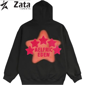 Men 3D Puff Embroidery Custom Solid Winter Casual 100% Cotton Lined High Quality Pullover Hoodies Breathable Eco-Friendly - Product Image 6
