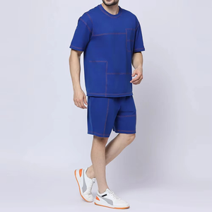 Conjunto doble de alta calidad y precio al por mayor para hombre, novedad de verano 2025, conjunto doble de dos piezas en color sólido, servicio personalizado OEM - Product Image 4