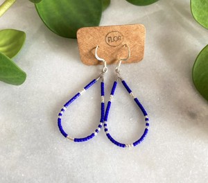 Luxury Quality <b>Emerald</b> Green Beaded Tassel Beaded Teardrop Earrings - Teardrop Earrings with Coloured Glass Seed Beads - Product Image 2