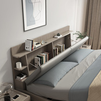 "Panneau de Bois Minimaliste Super King Size Cadre de Lit en Bois avec Rangement"