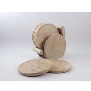 Handmade <b>Black</b> round Stone <b>Coasters</b> Dining & Kitchen Mats & Pads for Office Desktop Use - Product Image 6