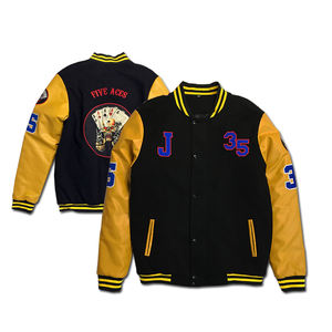 Veste universitaire en cuir pour homme de haute qualité personnalisée, manches en cuir, motif de lettres brodées en laine, logo surdimensionné sur le devant pour l'hiver - Product Image 1