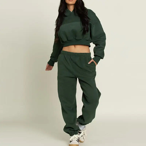 Ropa de gimnasio de lavado ácido informal de talla grande para mujer a la moda, Top corto de dos piezas, pantalones de chándal con capucha, Logo, conjunto de chándal para correr y Fitness - Product Image 5