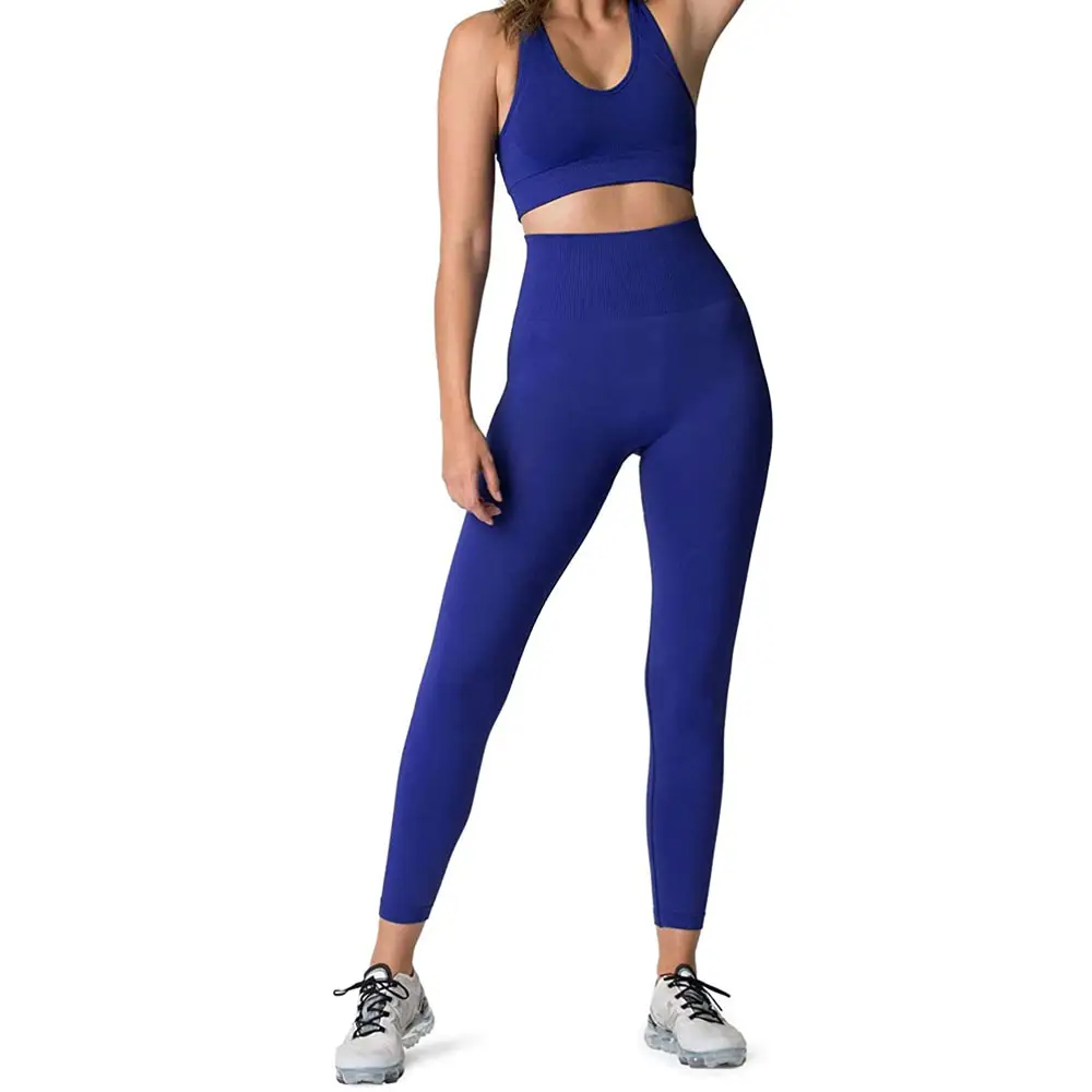 Groothandel Zachte Blauwe Atletische Sportkleding Fitness Yoga Actieve Kleding Set Vrouwen Gym Legging Set Voor Vrouwen 2023