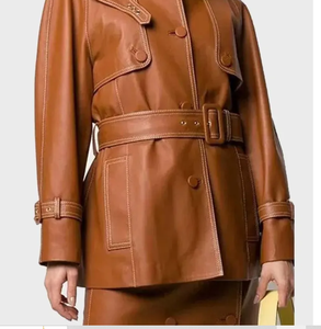 แจ็กเก็ตหนังสำหรับผู้หญิงแจ็กเก็ตหนังแท้มาใหม่ - Product Image 4