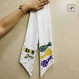 Luxury Mardi Gras Wreath Sash Customizable Fabric Ribbon <b>Bow</b> Ideal for Parade Party and Carnival <b>Door</b> Decoration - Product Image 4