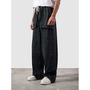 Pantalones Cargo Personalizables con Logotipo, Ligeros, 100% Algodón, Lavado a la Contracorriente, con Cremalleras, Acabado Desgastado, Estilo Holgado, Tallas XL a 6XL - Product Image 5