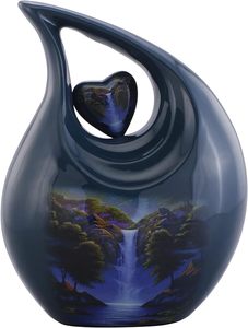 การออกแบบภูเขาแม่น้ําอลูมิเนียมหยดน้ําตาเผาศพ Urns สําหรับผู้ใหญ่คุณภาพสูงสุดโลหะหยดน้ําตา Urns สําหรับบ้านงานศพ - Product Image 2