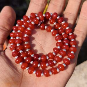 Collier statement en argent sterling avec perles rondes de 8 mm en cornaline orange naturelle, bijoux en pierres précieuses, cadeau de mariage pour femme, chaîne en boîte - Product Image 1