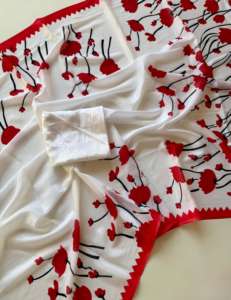 Hot Selling Designer Fancy Soft Shinon saree With Beautiful Santa Premium Digital Printed Christmas Saree in India - Product Image 3