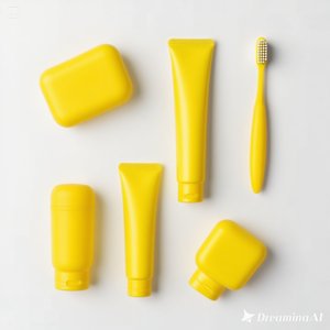 Elegante Kit de cepillo de dientes de hotel amarillo | Juego minimalista de cuidado bucal con pasta de dientes y estuche de viaje 100 caja personalizada - Product Image 3