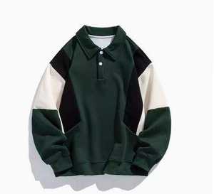 Sudadera Casual de Venta Directa de Fábrica con Logotipo Personalizado, 320GSM, Mezcla de Algodón, Cuello Polo Básico, Sudaderas para Hombre OEM - Product Image 1